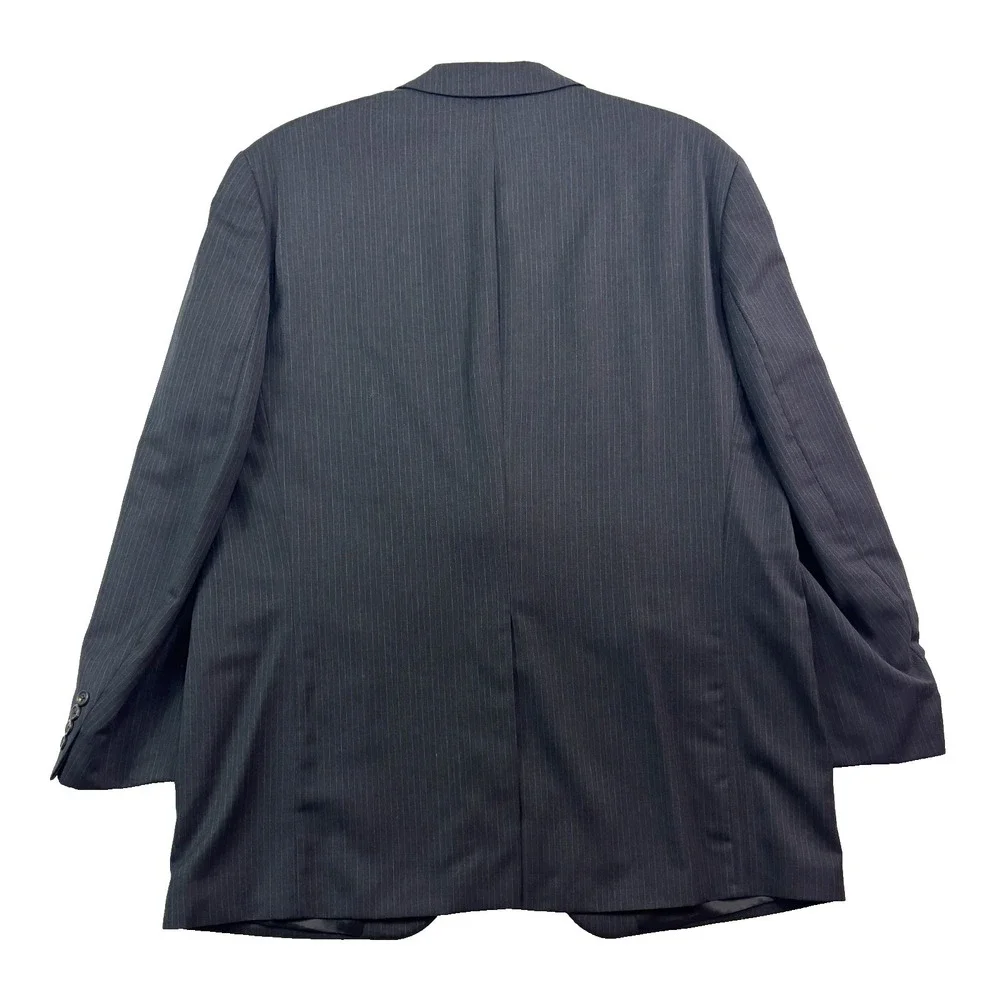 vtg Chaps Ralph Lauren 48L 40x30 Charcoal Pinstripe 2pc Pant Suit Pleated Cuffed